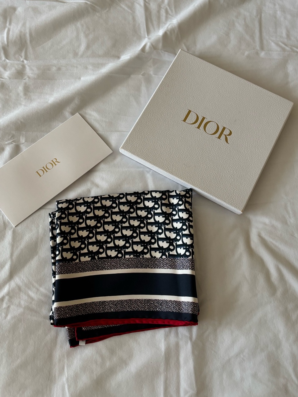 DIOR Silk Oblique Diortwin Square Scarf 90